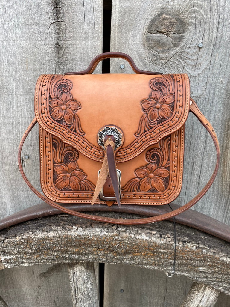 Saddlebag Purse - Floral Tooled